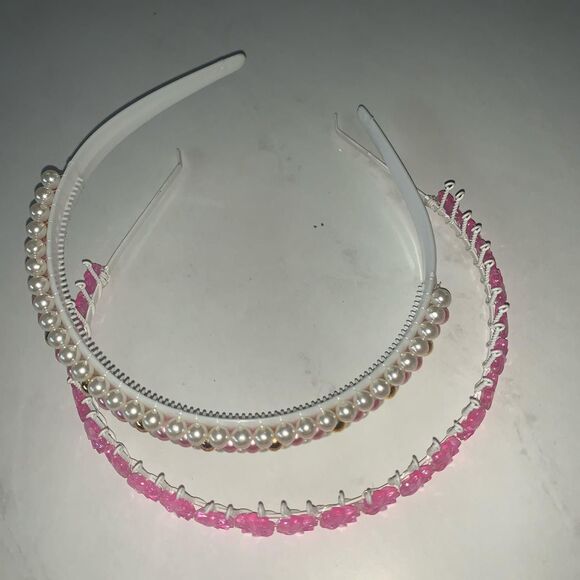 vintage Accessories - Vintage pearl and pink flower headbands